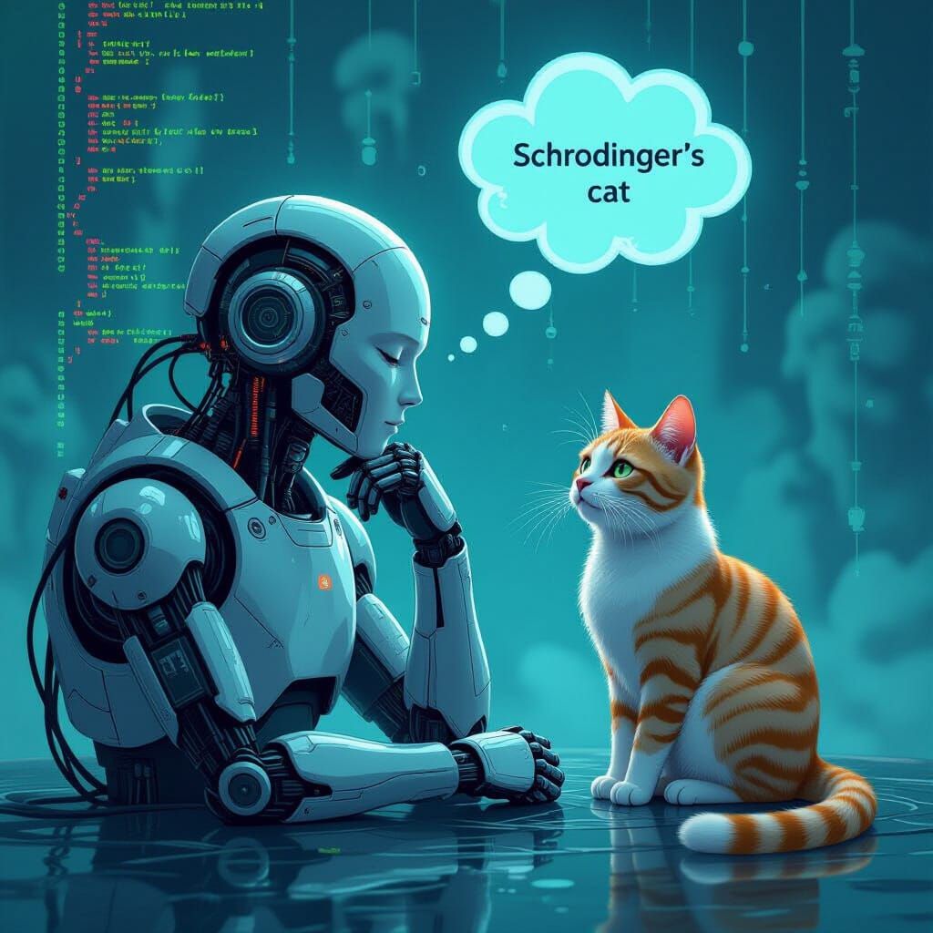AI Algorithm Ponders Schrodinger's Cat in Dreamlike Atmosphe...