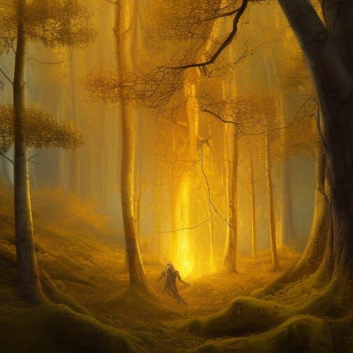 Golden Yggdrasil World-Tree in High Gothic Style