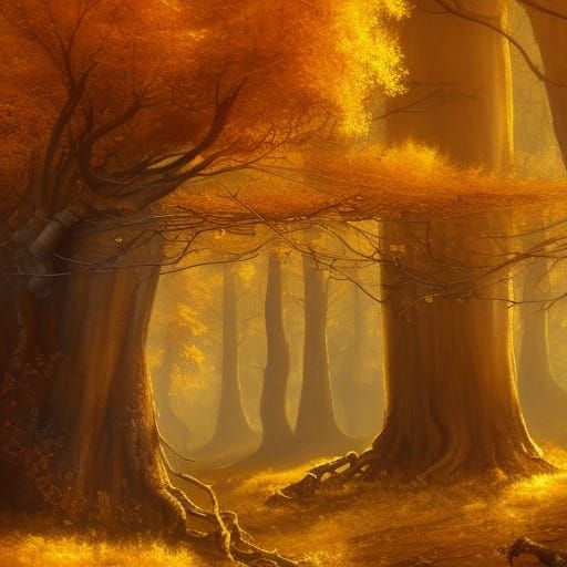 Golden Yggdrasil World-Tree in High Gothic Style