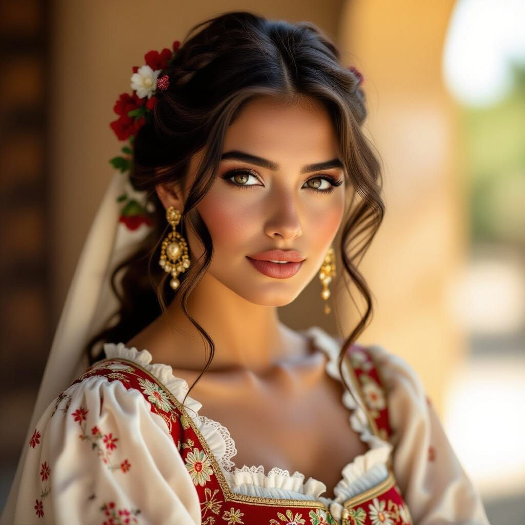 Elegant Morenita Portrait with Expressive Eyes