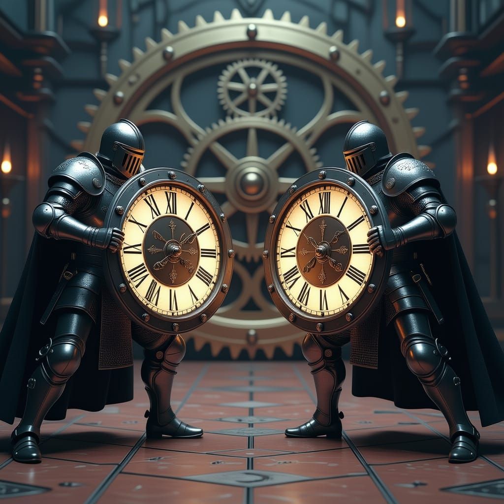 Knights Battling with Clock Hands, Sci-Fi Epic