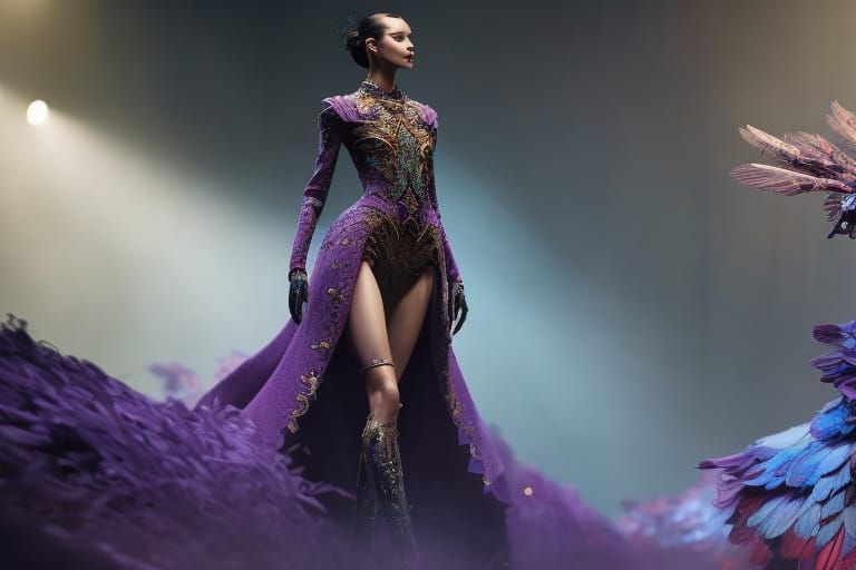 Elegant Runway Fashion in Hyperrealistic Detail