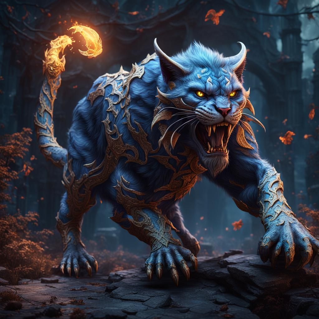 Demonic Wampus Cat in Detailed Matte Painting