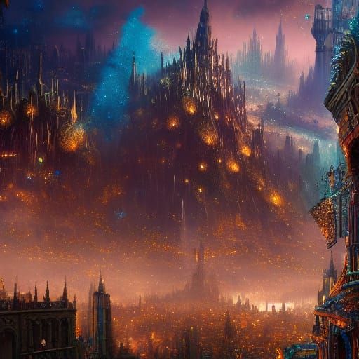 Glittering City: Epic and Detailed Fantasy Art