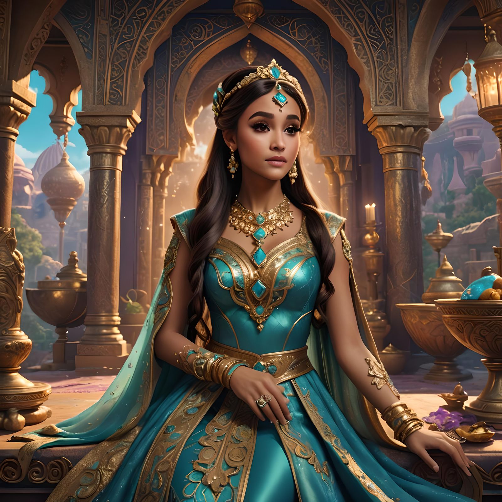 Princess Jasmine Art, Detailed Matte Painting