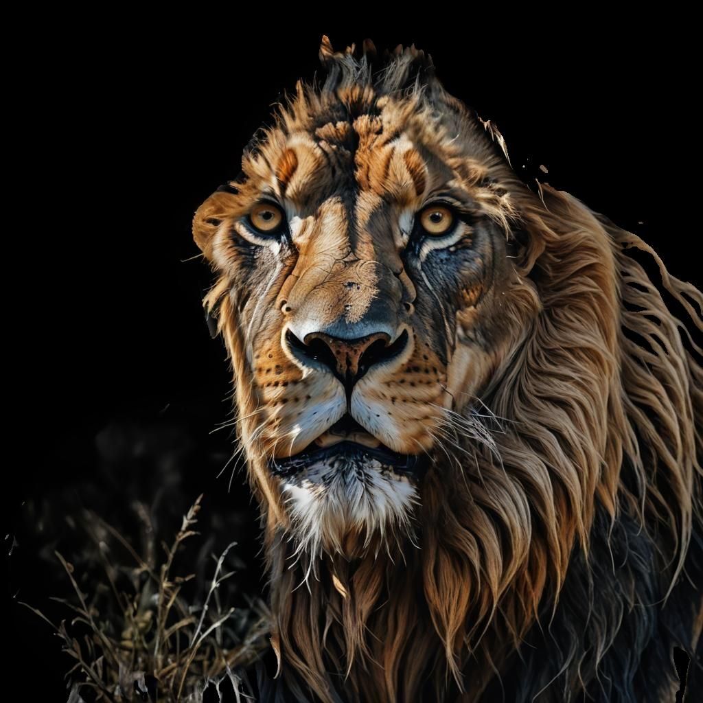 Hyperrealistic Lion with Thick Paint Textures