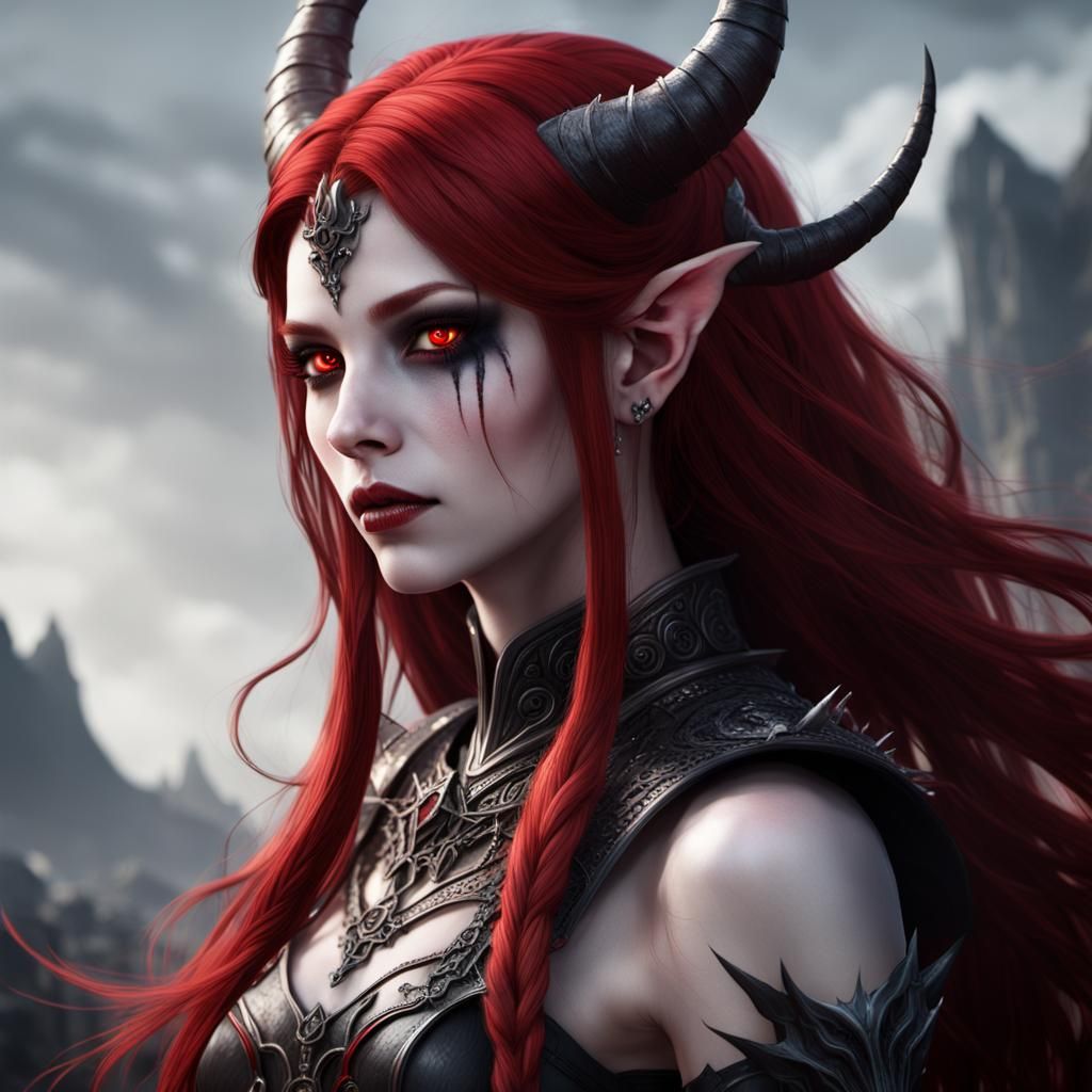 Beautiful Demon Princess with Red Eyes