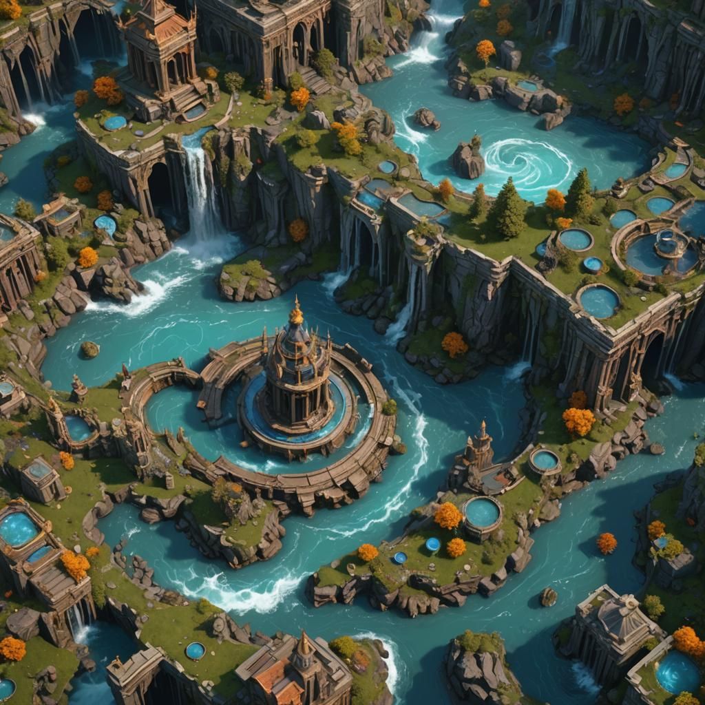 Fantastical Whirlpool in Deep Color: Detailed Matte Painting