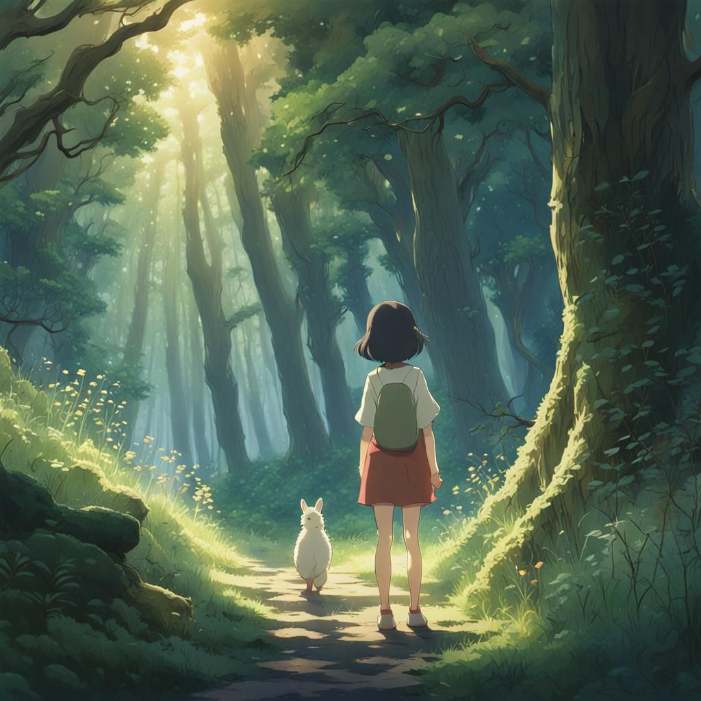 Enchanted Forest Discovery in Studio Ghibli Style