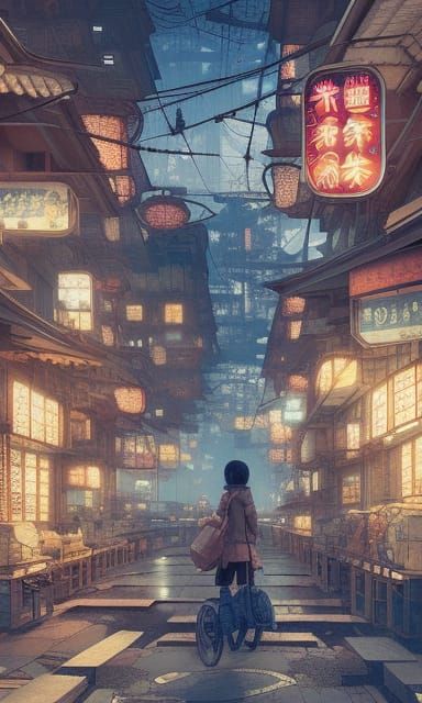 Steampunk Japanese Metropolis in Photorealistic Style