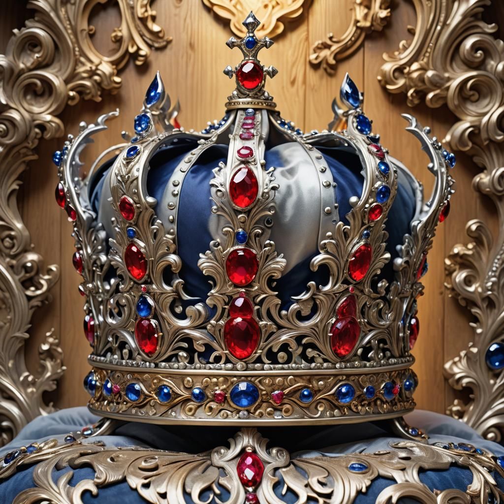 Ornate Silver Crown with Jewels as Baroque Art