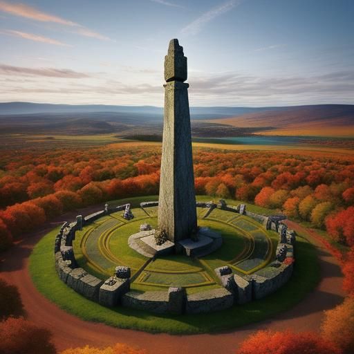 Mystical Geological Cross-Section with Druids