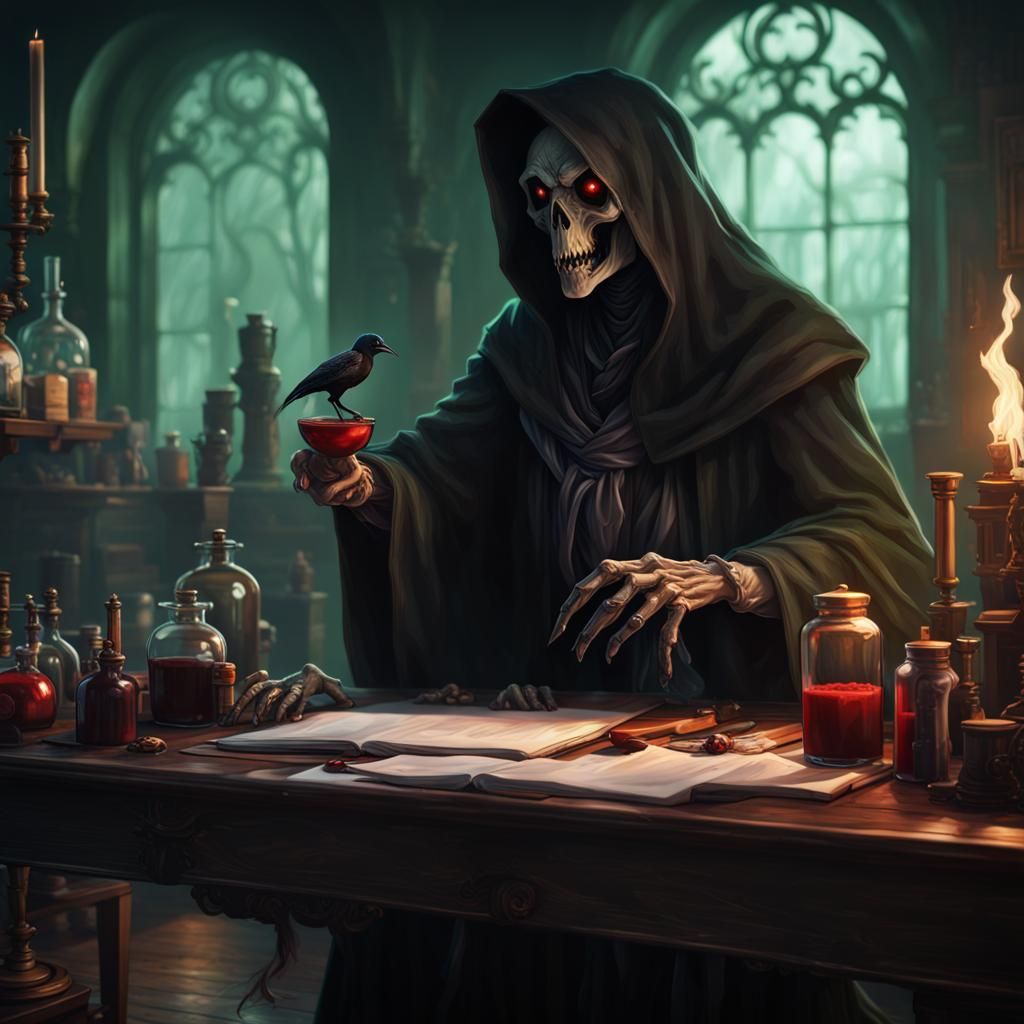 Grim Reaper Potion Masterpiece in Detailed Matte Painting