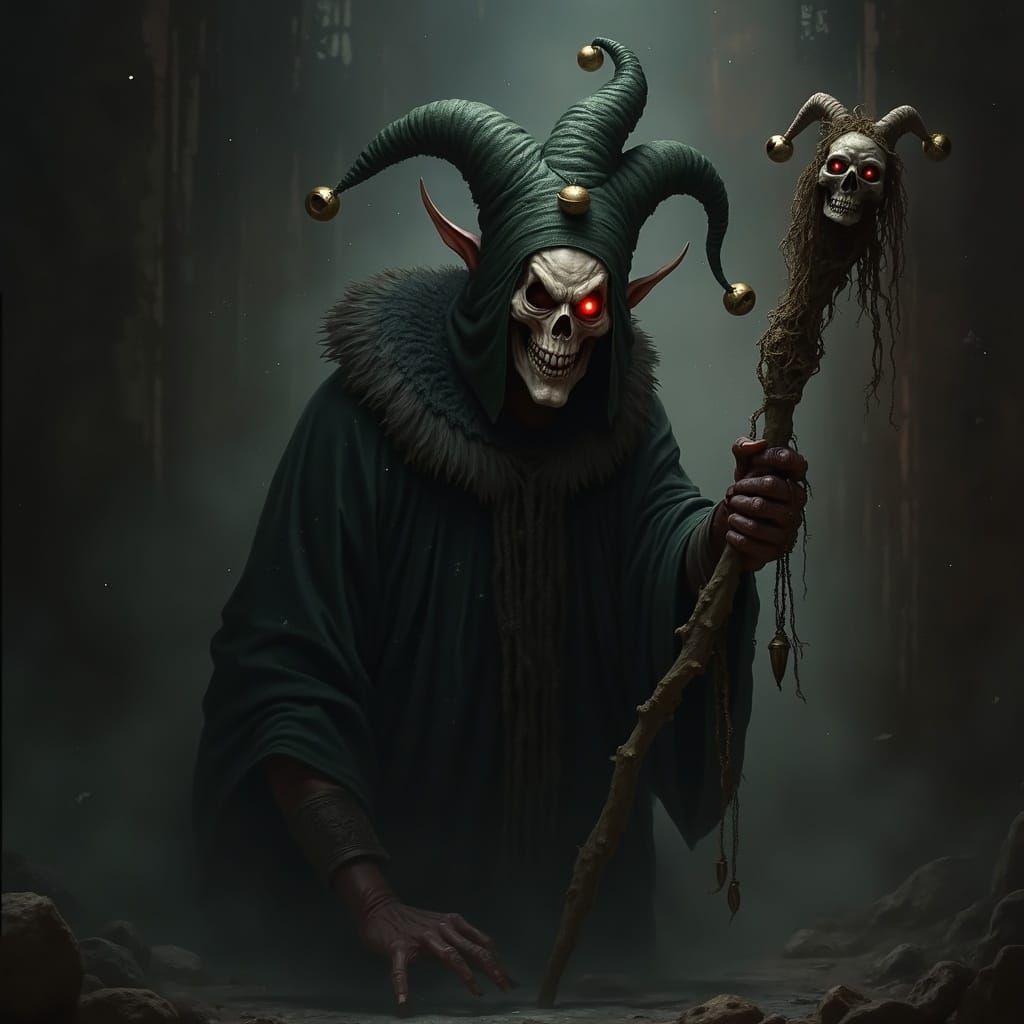 Haunting Demon with Skull Face and Red Eye