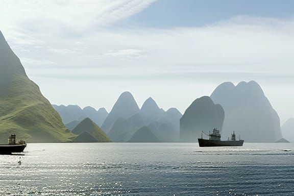 Serene Bay Scene as Matte Painting