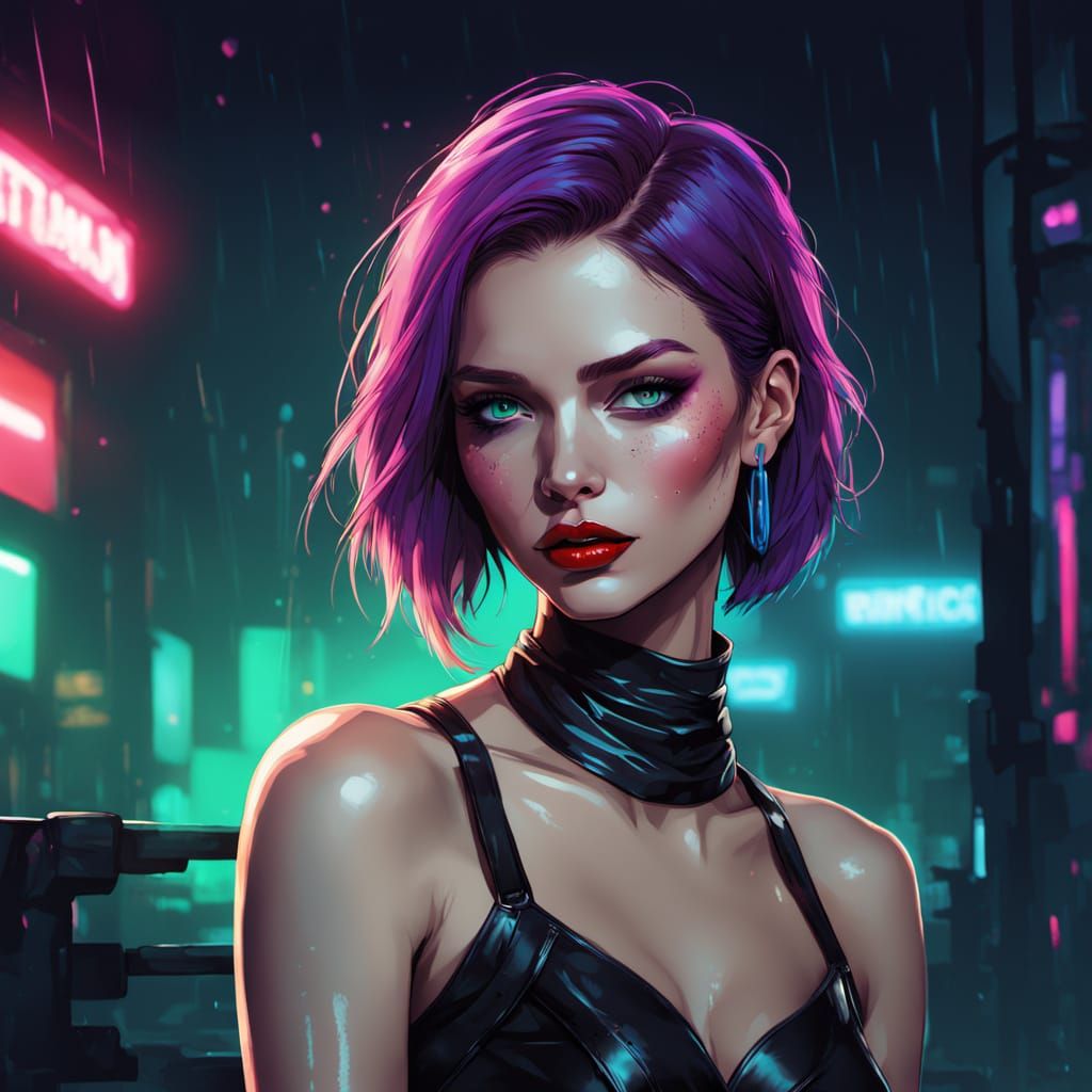 Cyberpunk Goddess in Neon Dreams