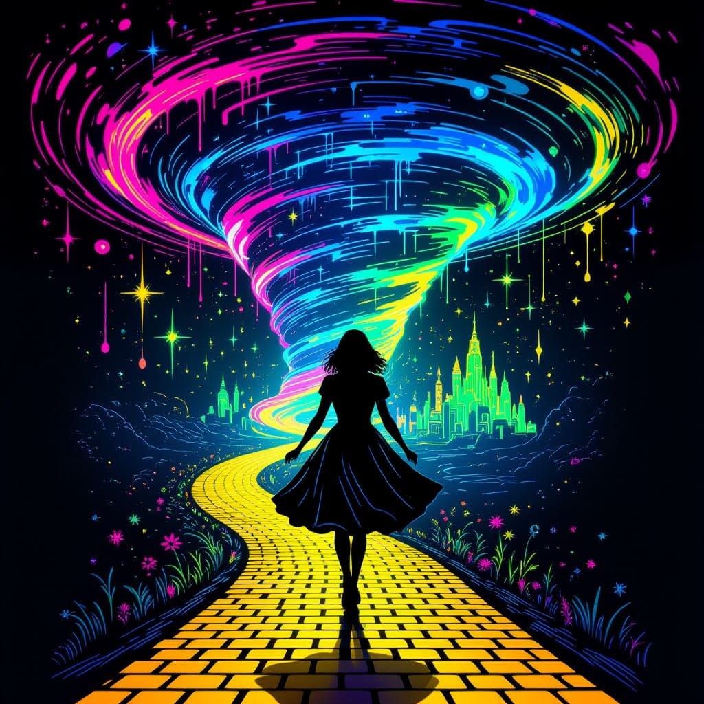 Psychedelic Neon Twister with Oz Landscapes