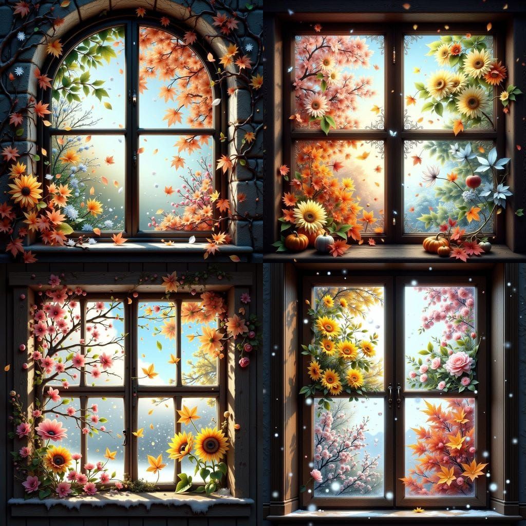 Ethereal Witches in Whimsical Watercolor Window