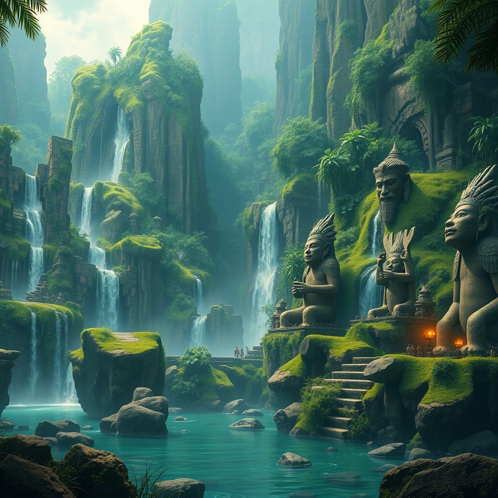 Overgrown Ancient Jungle City: Epic Fantasy Concept Art