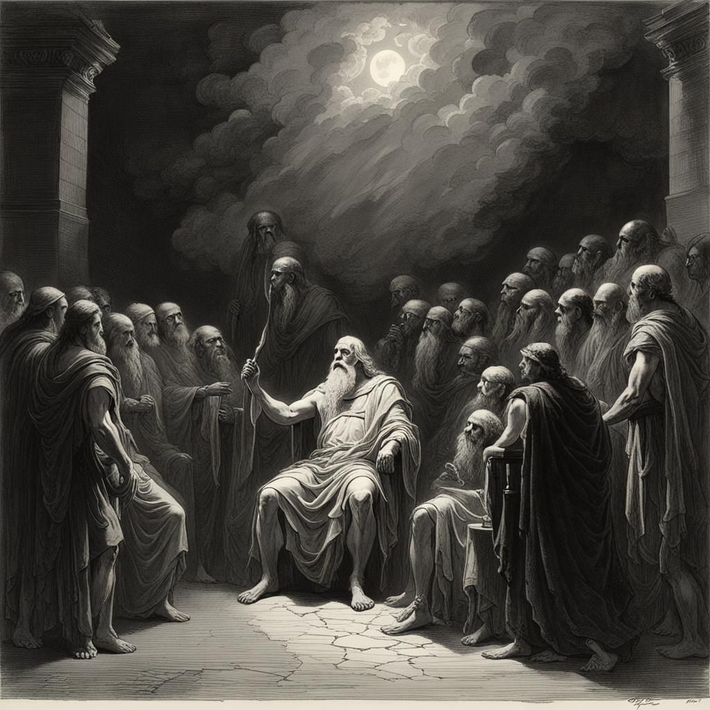 Zeus Communicates with Mortals: Horror Art Style