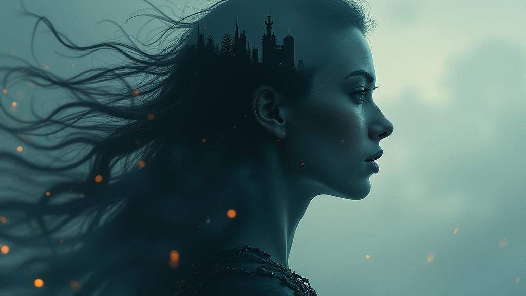 Epic Landscape in Woman's Silhouette: Double Exposure