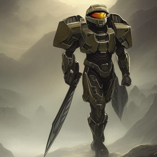 Halo Spartan Knight Armor in Detailed Digital Art