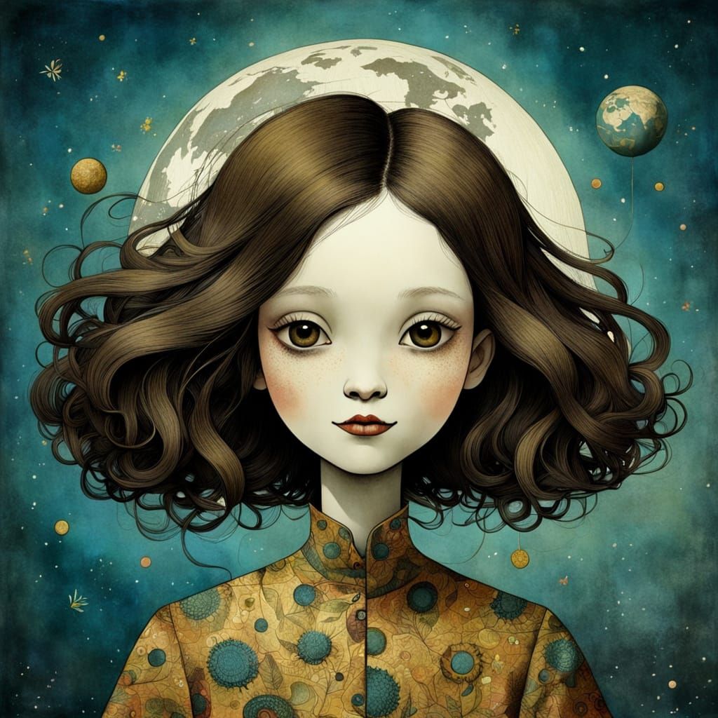 Girl with Shy Smile in Earth Tones