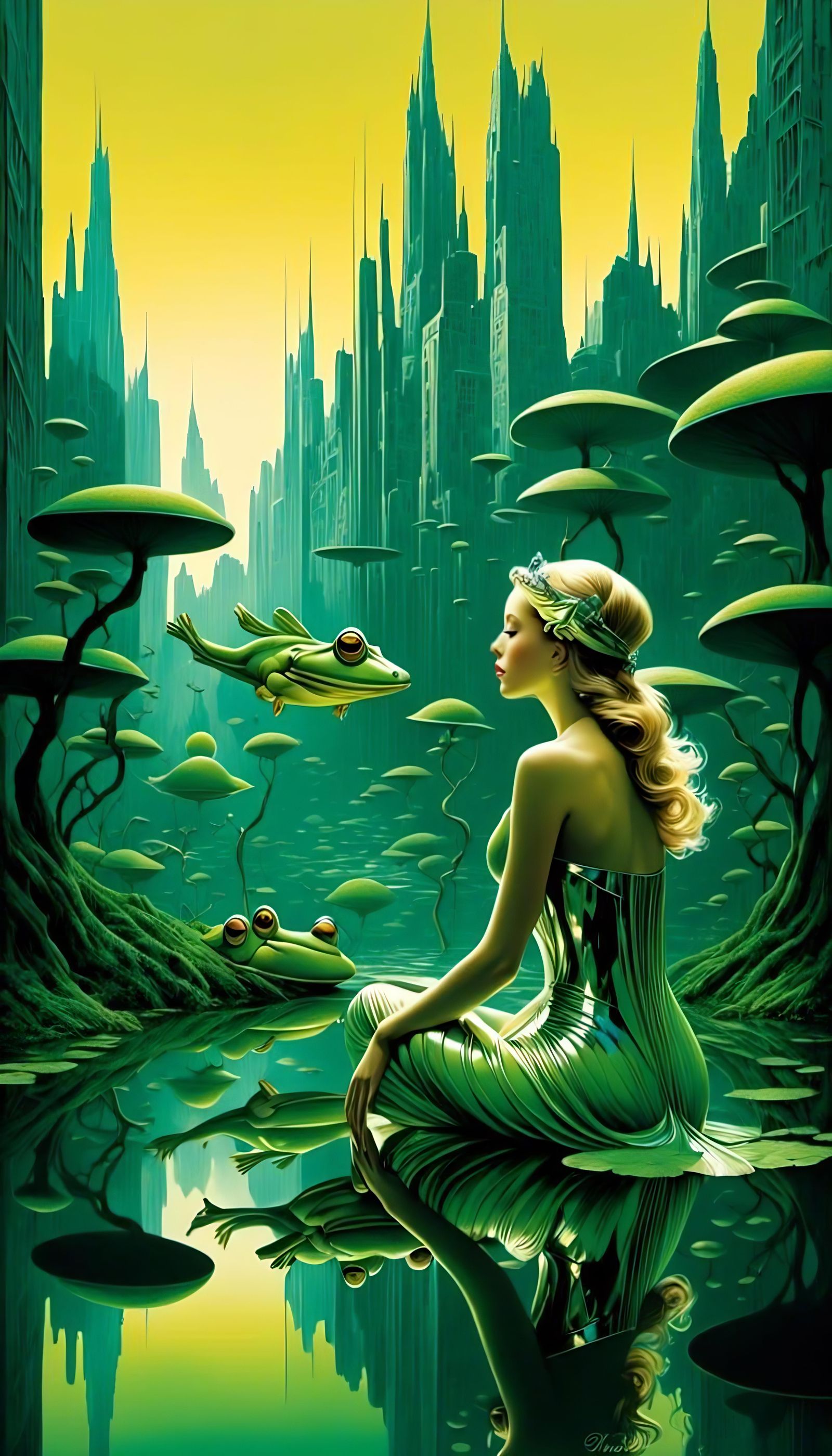 Frog Prince in Cyberpunk Retro Sci-Fi Setting