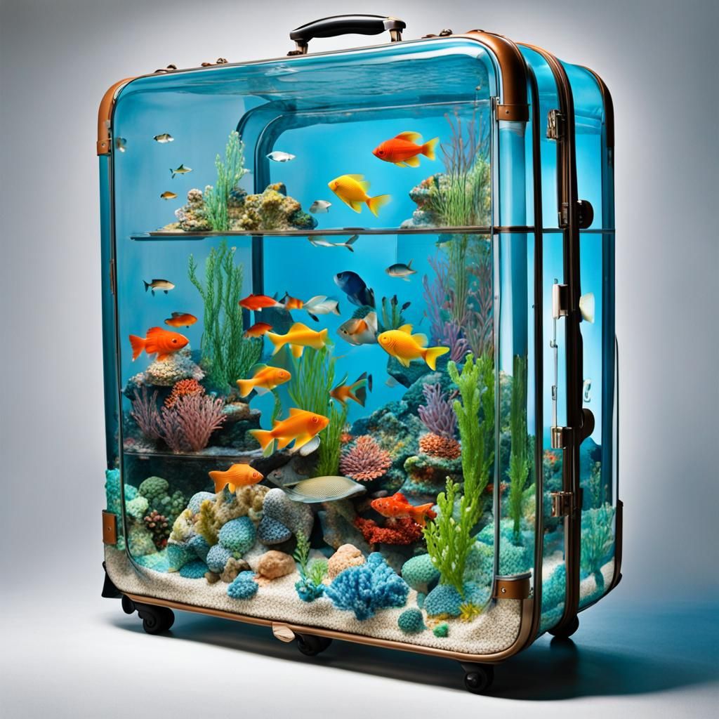 Glass Suitcase Aquarium: A Contained Underwater World