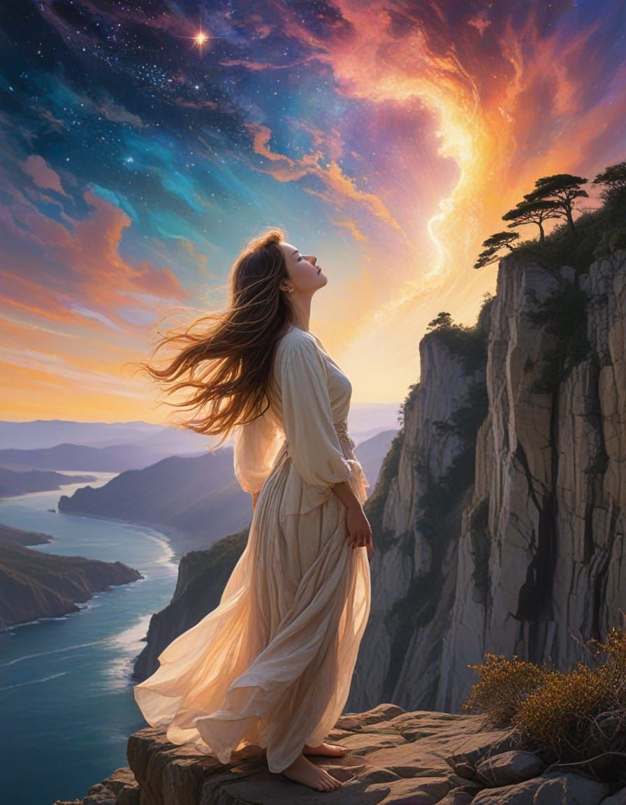 Ethereal Goddess Basks in Cosmic Radiance