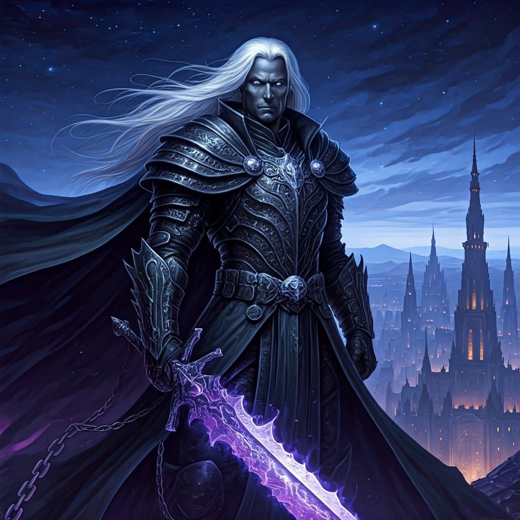 Anomander Rake with Dragnipur in Comic Book Style