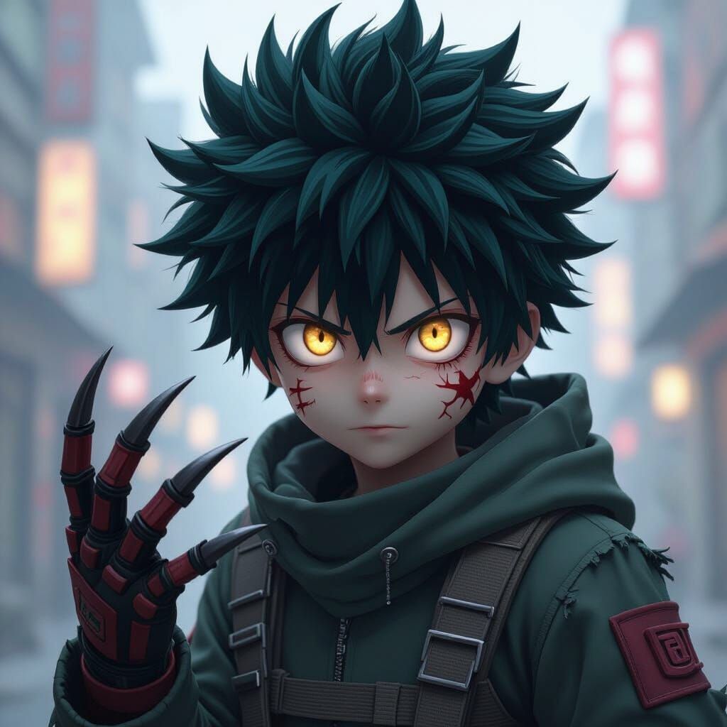 Ghoul Boy Izuku Midoriya in 3D Anime Style