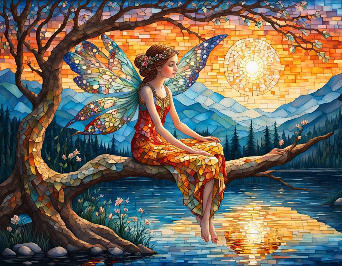 Glass Fairy Reflecting Light, Oil Painting