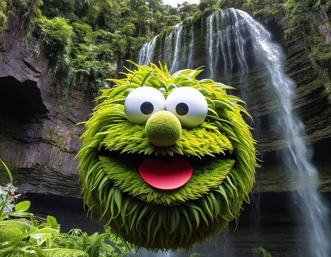 Giant Floating Muppet Head in Detailed Landscape