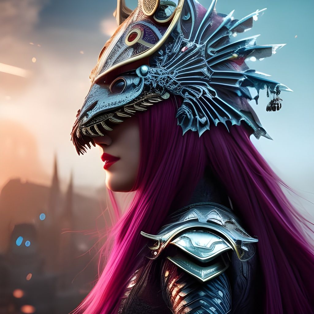 Dragon-Orc-Elf Portrait in Steampunk Anime Style