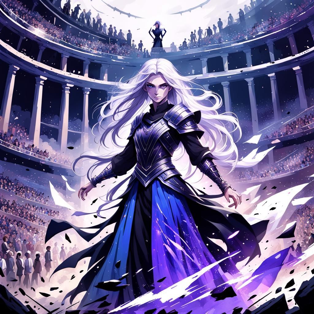 Anime Girl in Arena: Cel-Shaded Digital Art