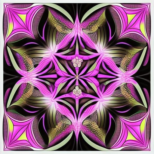 Pink Flower of Life Abstract Fractal
