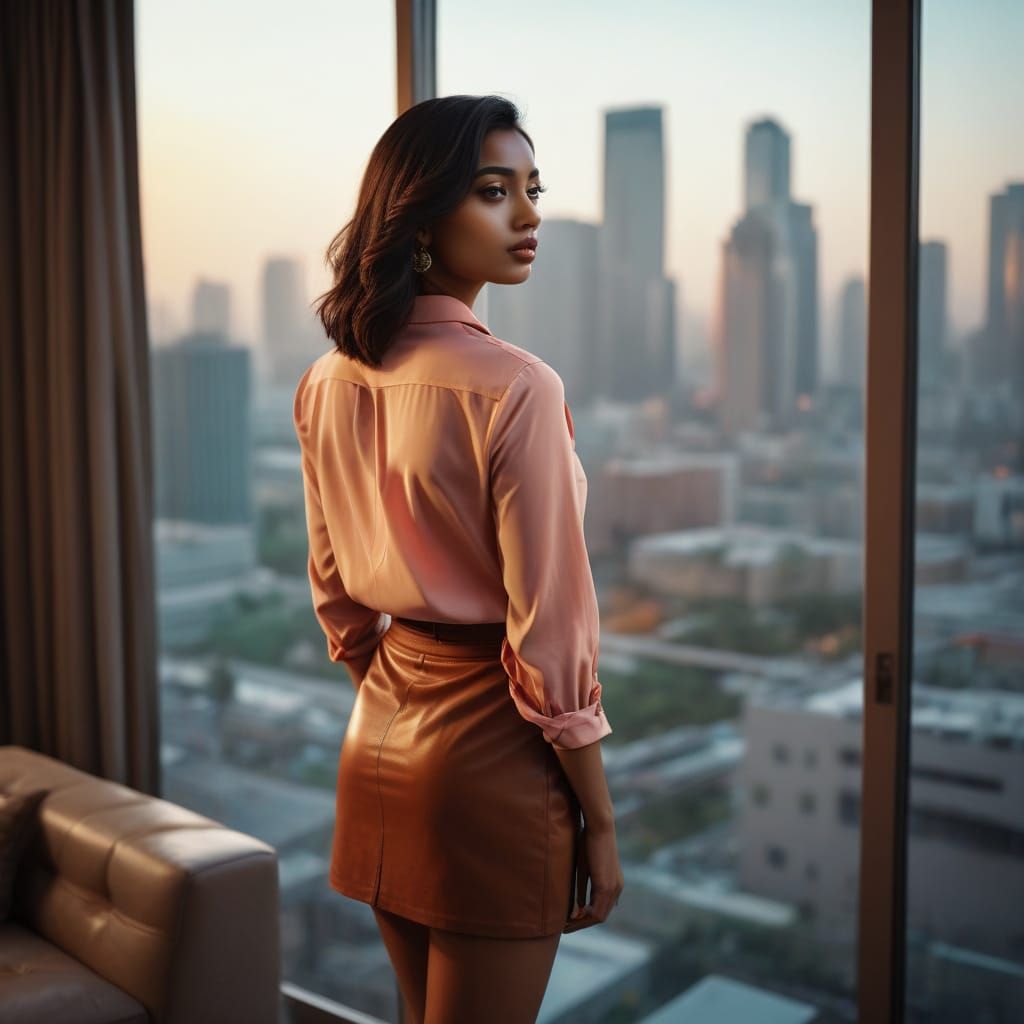 Confident Bengali Woman in High-End Apartment