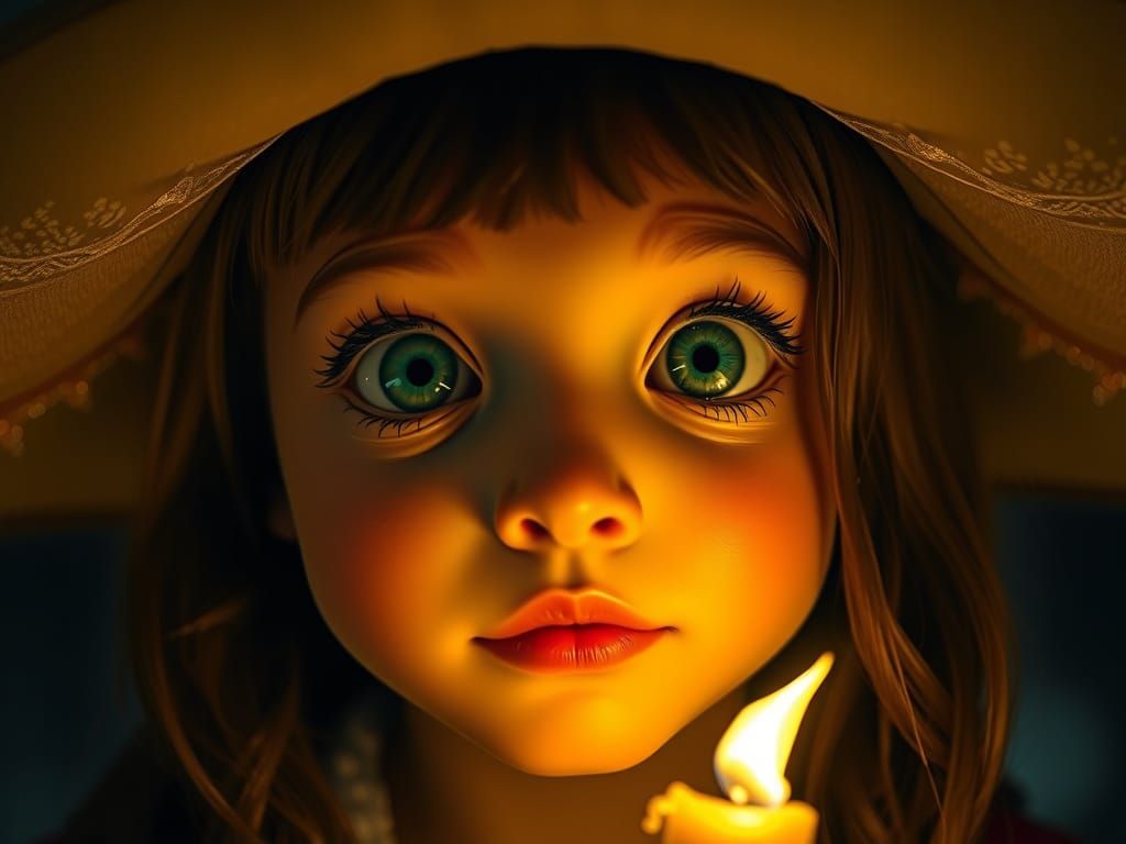 Enchanted Young Witch Awakens with Golden Light