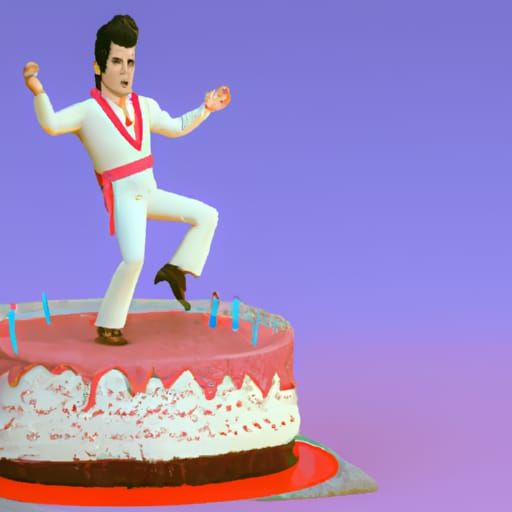 Elvis dancing on birthday Cake
