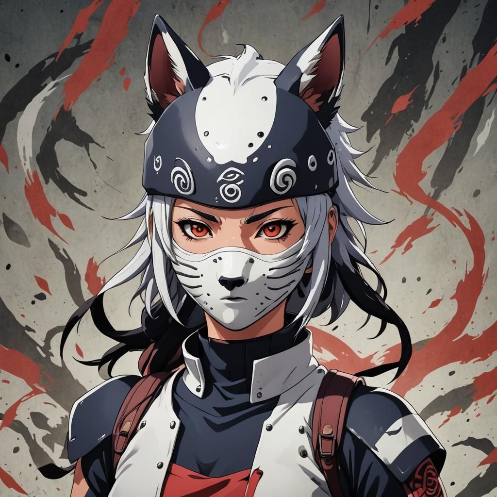 Anime Wolf Girl Kunoichi in Naruto Style