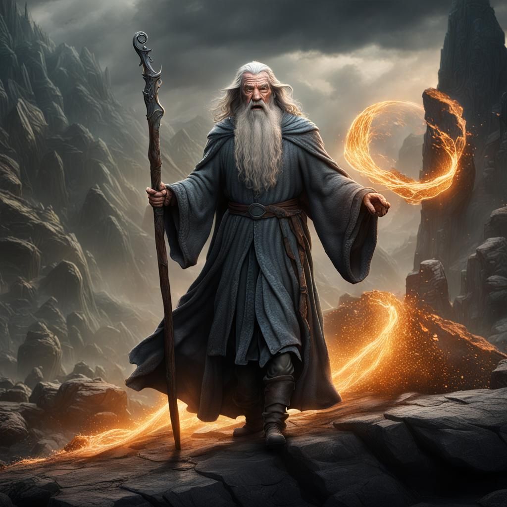 Gandalf's Defiant Stand: A Fantastical Matte Painting