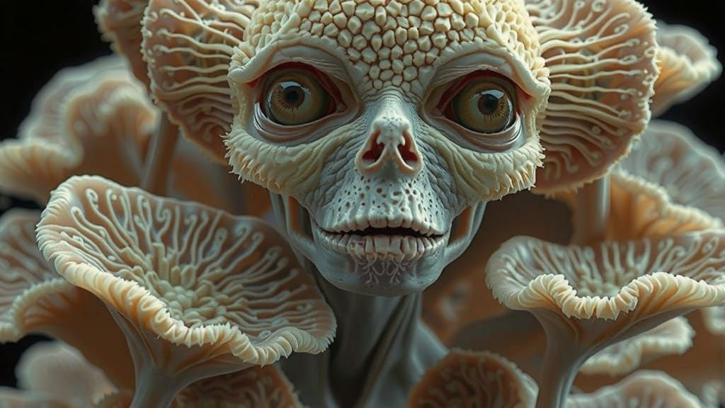 Disturbing Fungal Humanoid with Macroscopic Details