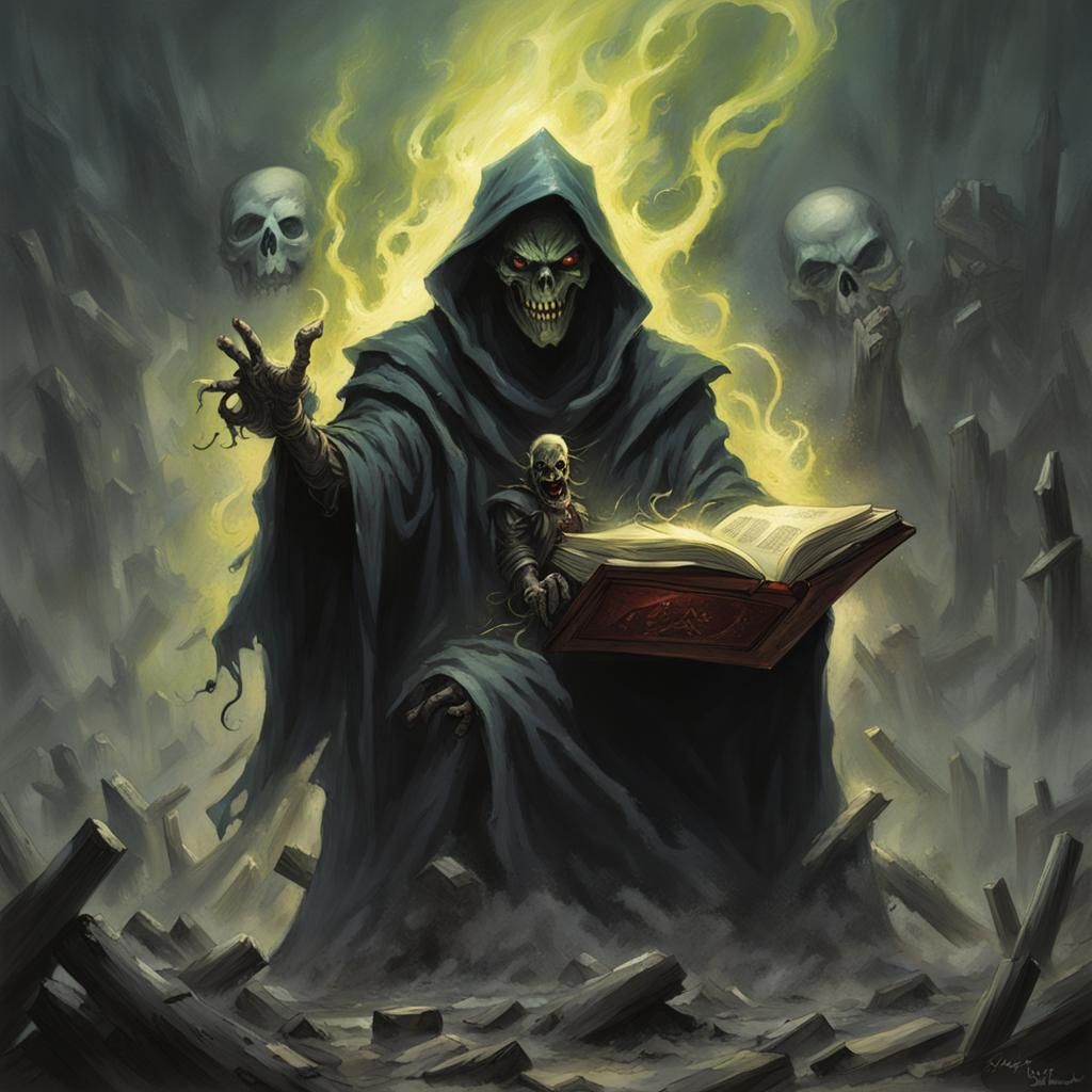 Sinister Spirit Emerges from Necromancy Tome