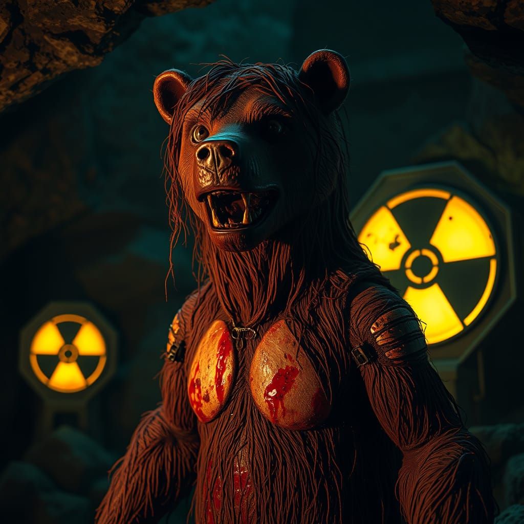 Post-Apocalyptic Animatronic Bear in Nuclear Cave