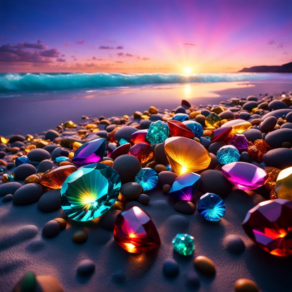 Ocean Treasure Gems: Colourful 3D Render