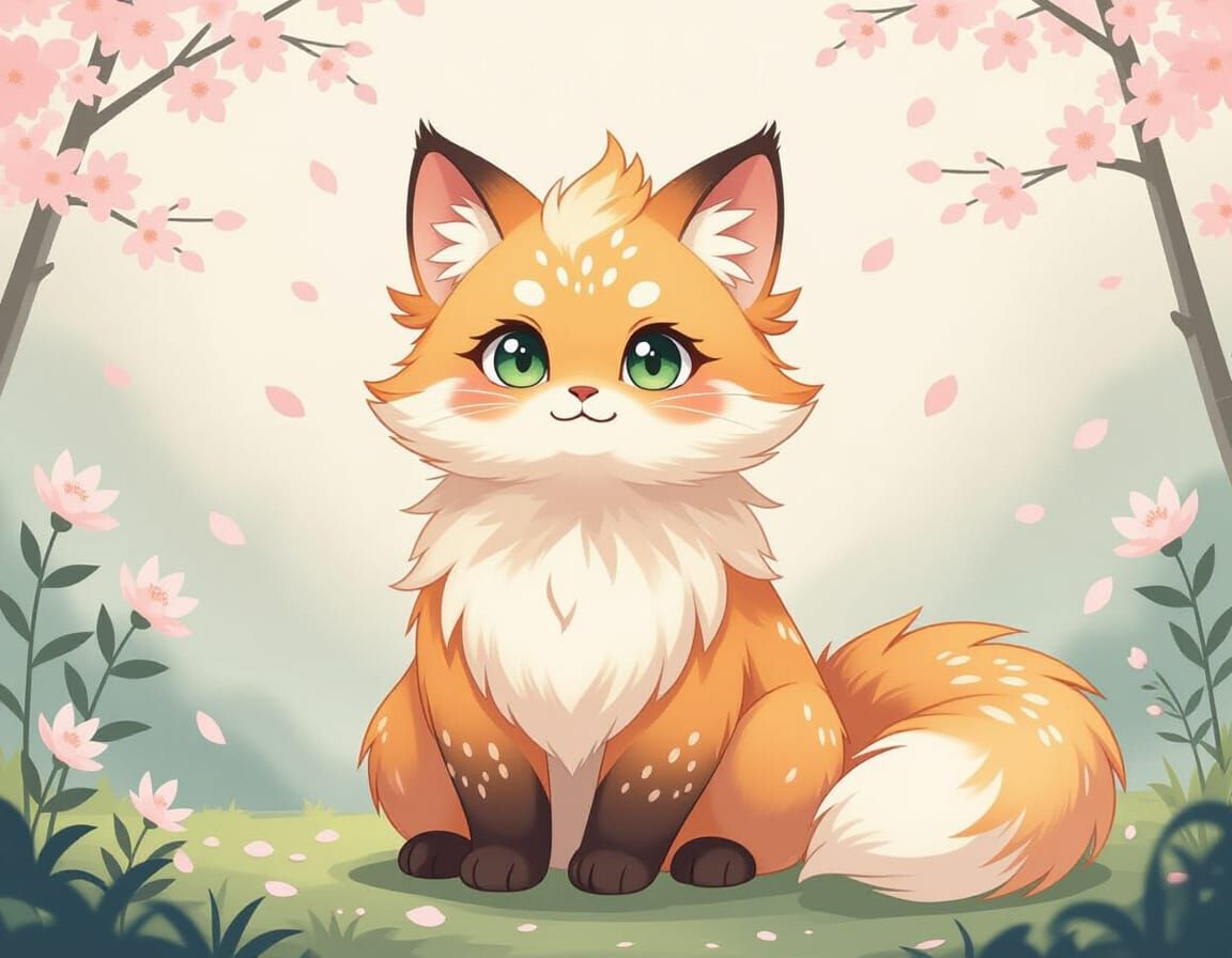 Anime-Inspired Mythical Creature with Feathery Details