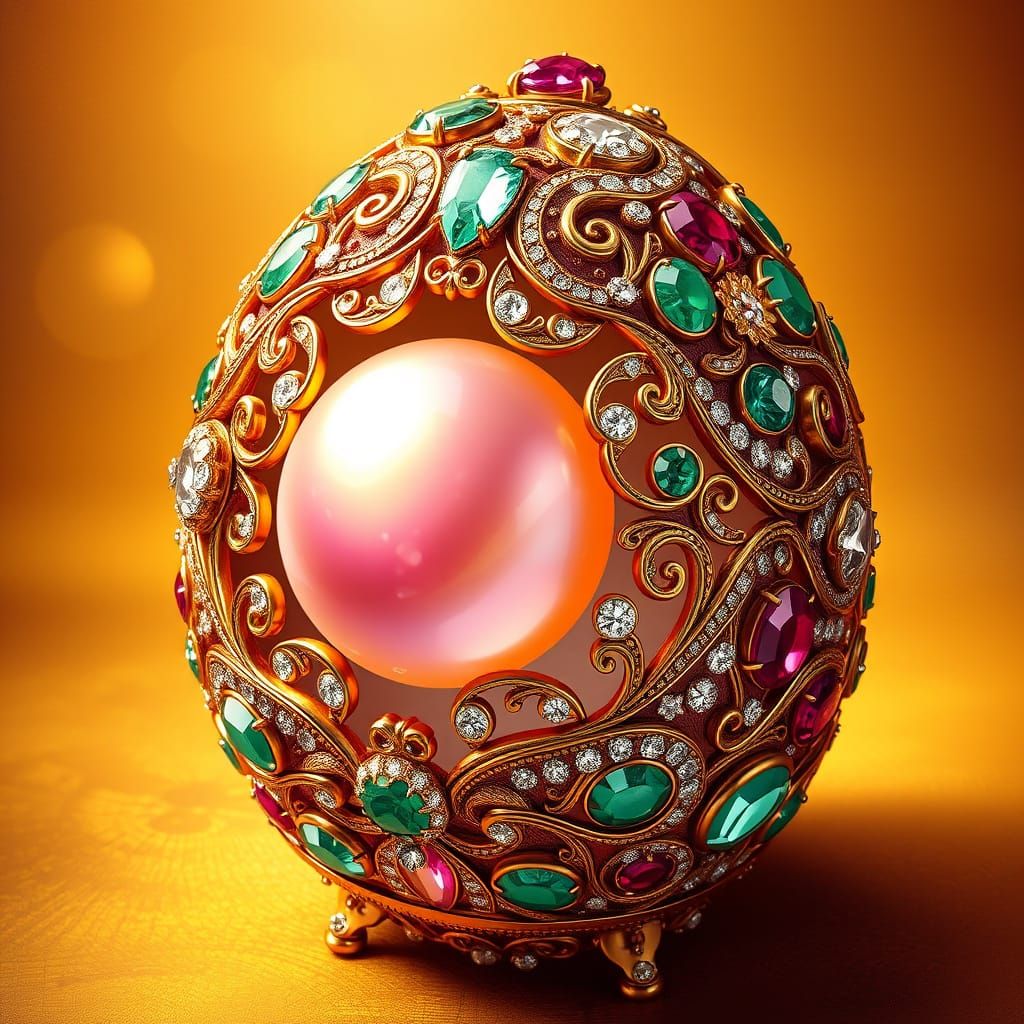 Ornate Fabergé Egg in Art Nouveau Style