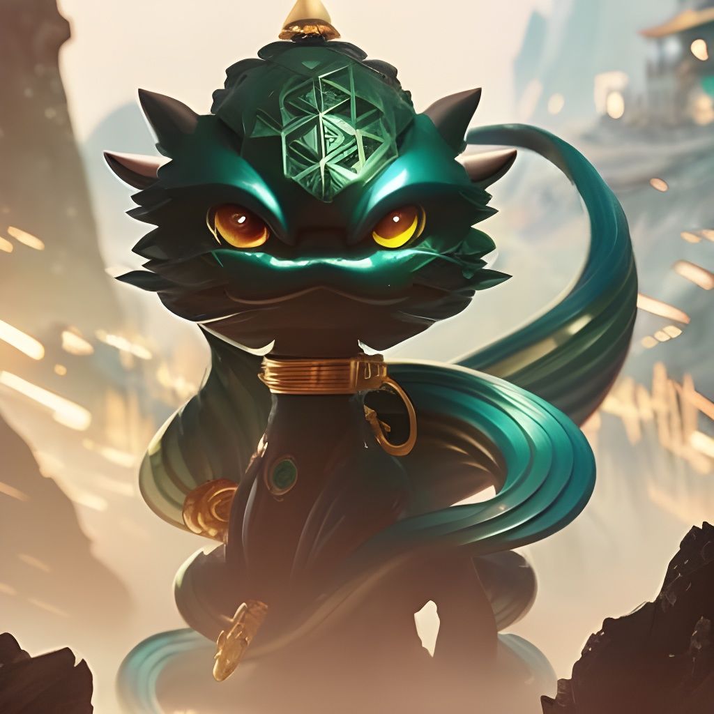 Chibi Chinese Snake Digital Illustration