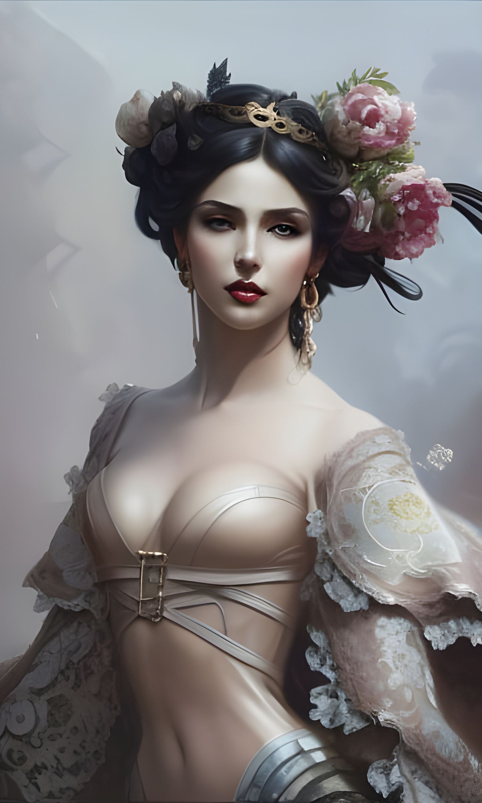 Rococo Lady in Leather and Lace Portrait